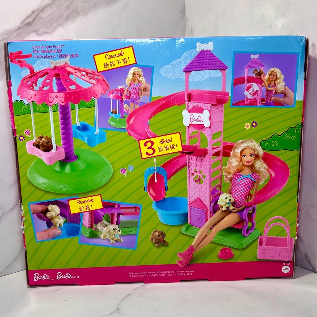 Barbie doll slide and spin pups deals