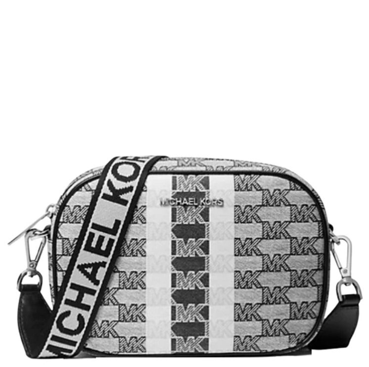 Michael kors jet set discount medium logo stripe crossbody bag