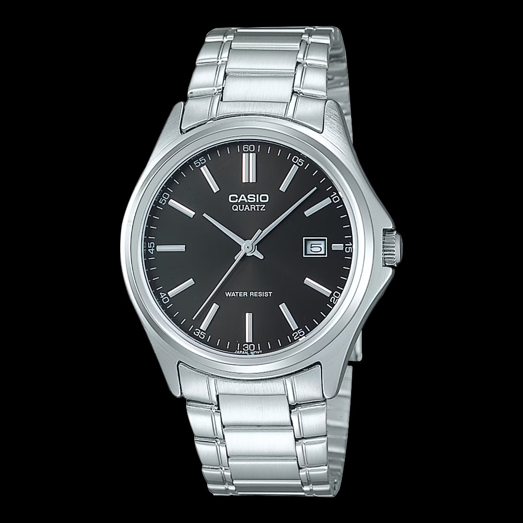 Casio Men Analog Black Dial Water Resistant Stainless Steel Watch MTP ...