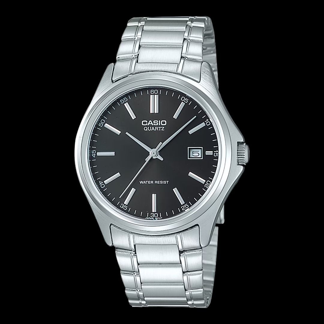 Casio Men Analog Black Dial Water Resistant Stainless Steel Watch MTP ...