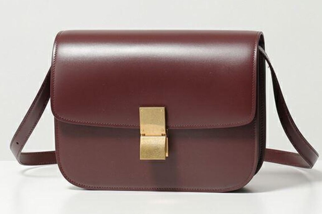 Medium classic bag top in box calfskin celine