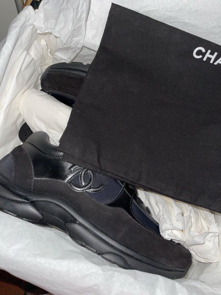 Triple black top chanel trainers