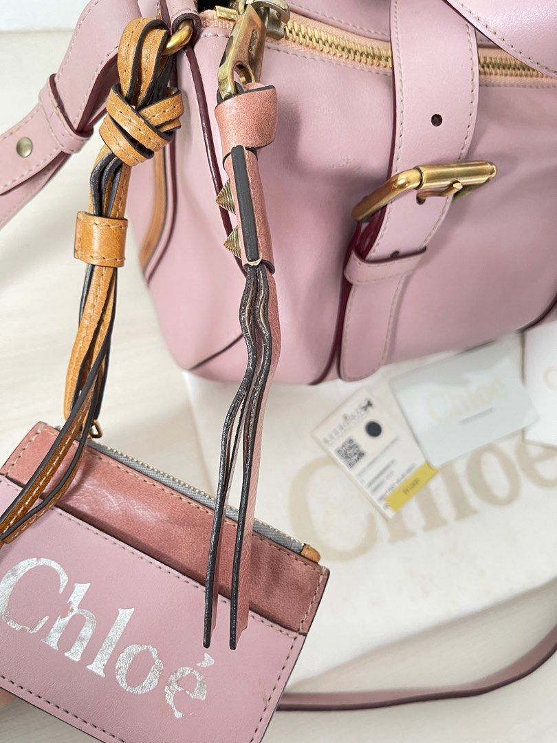Chloe Boston Bag w cross body leather strap and coin case Luxury