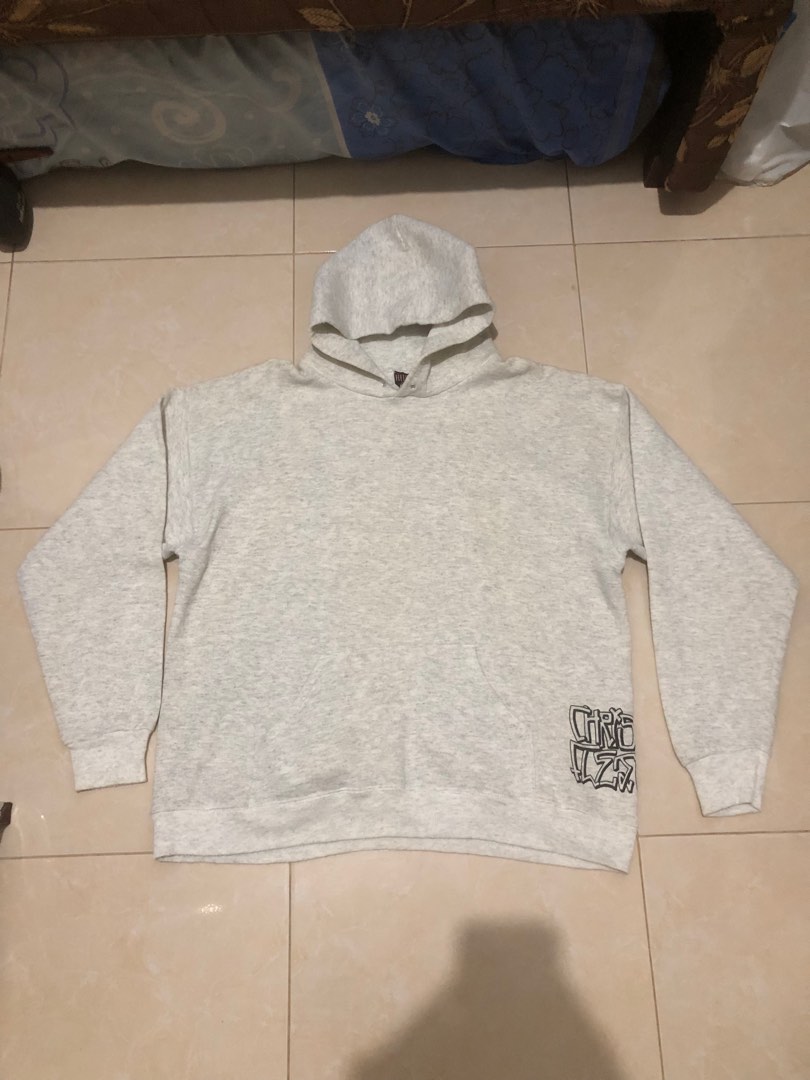 Christian Fletcher Hoodie putih keabu abuan backhit christian fletcher