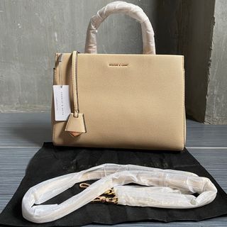 Charles & Keith - Women's Mirabelle Structured Handbag, Sand, L