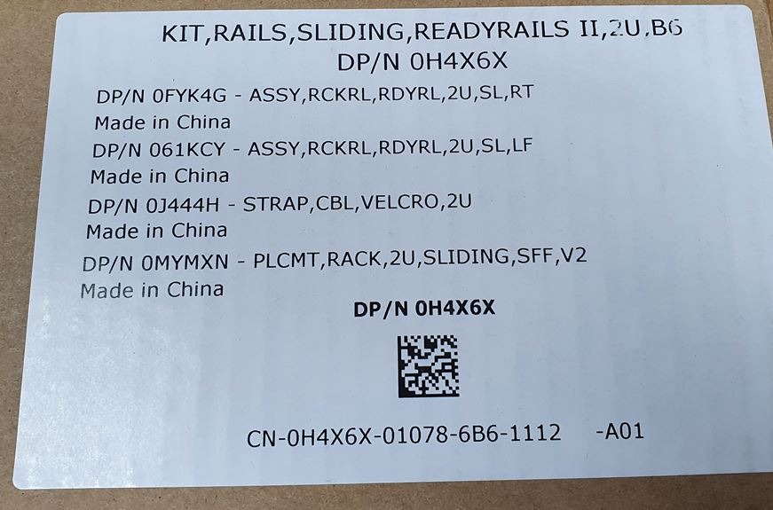 Dell 0H4X6X 2U Sliding Ready Rails PowerEdge R520, R530, R720, R720XD ...