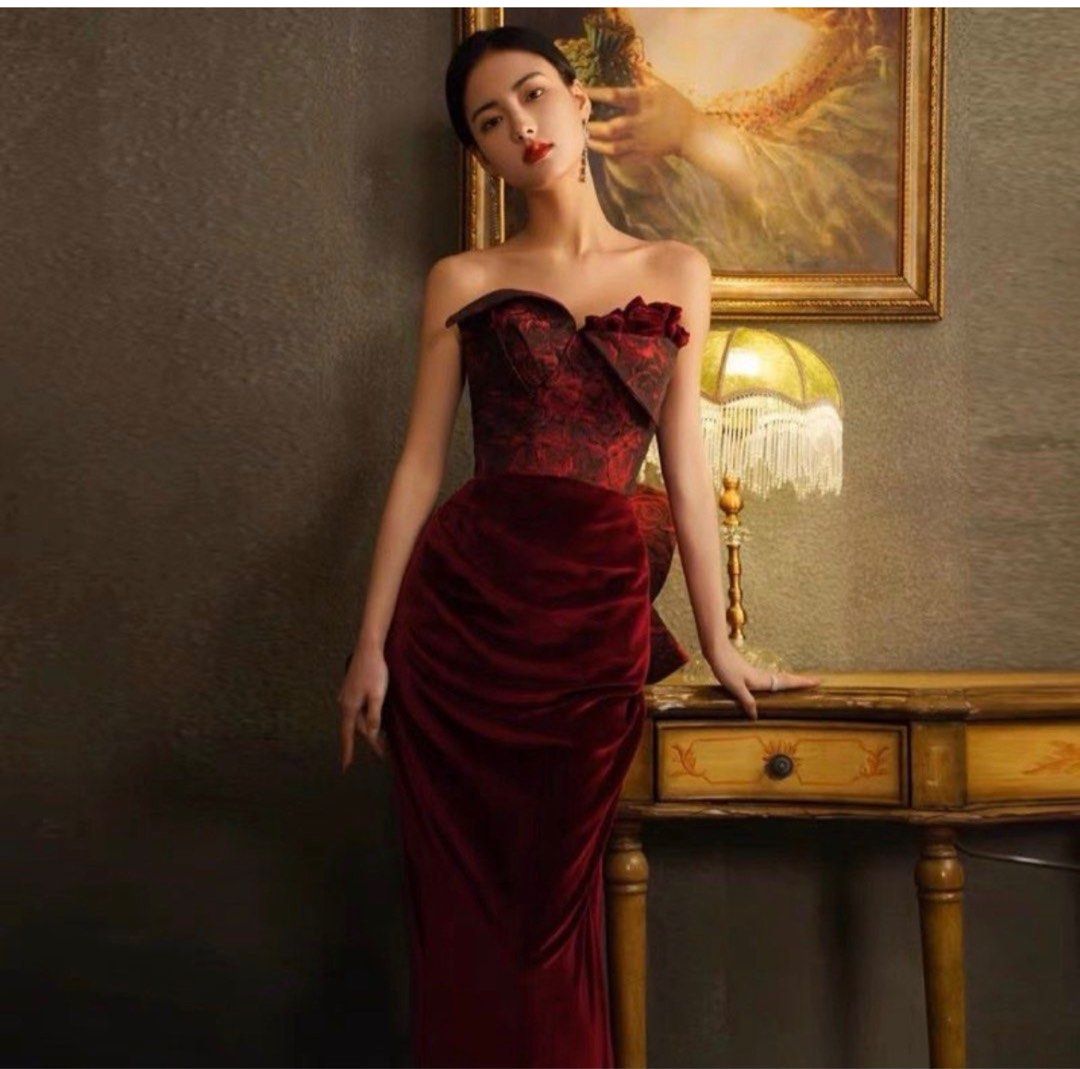 Red dinner gowns sales