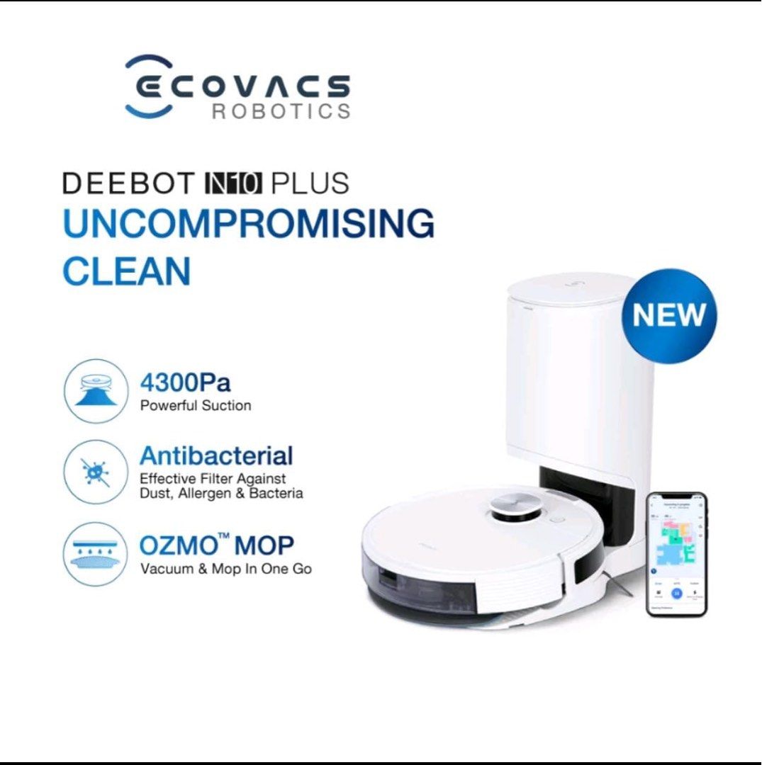 Ecovacs Robotics Deebot N10 Plus, TV & Home Appliances, Vacuum Cleaner