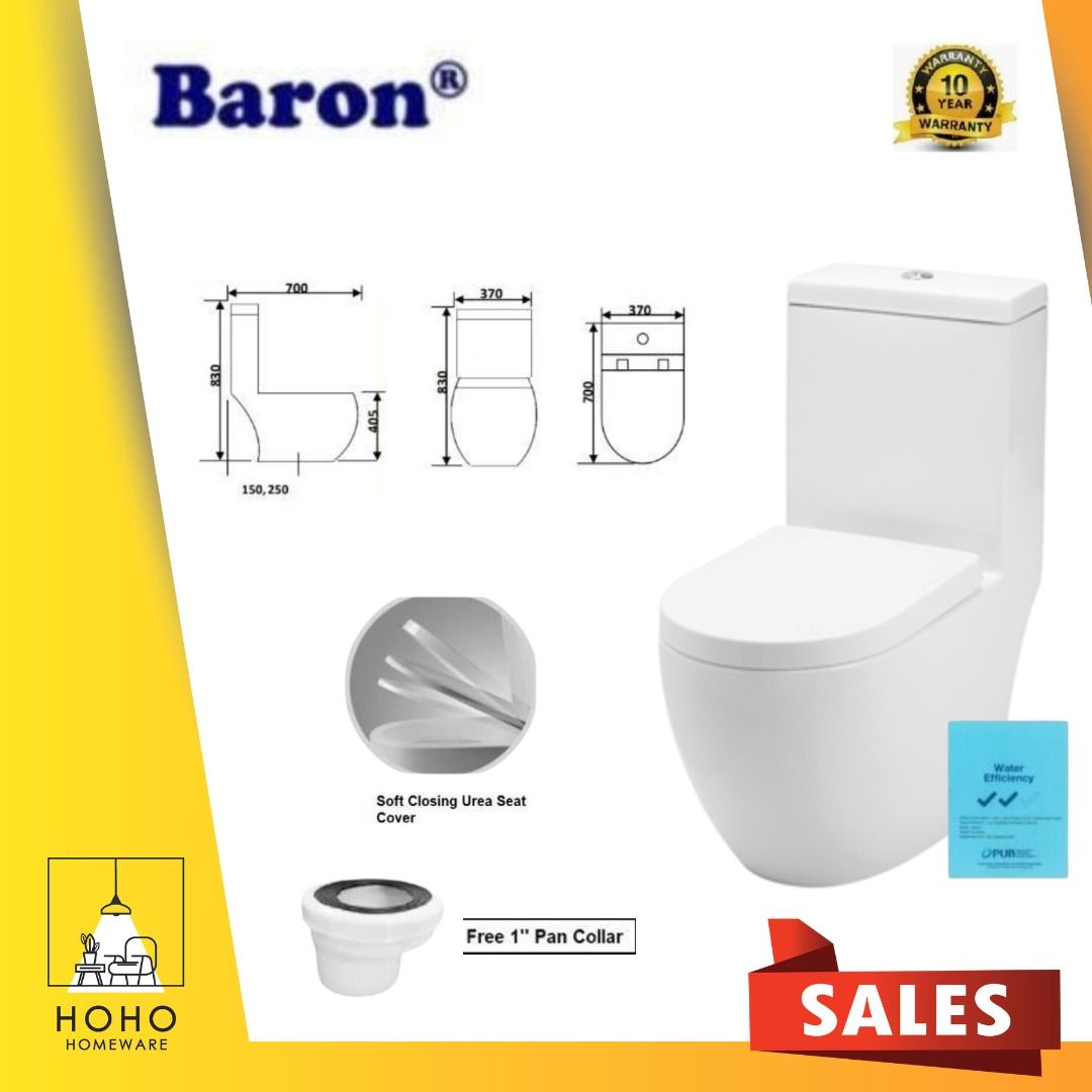 BARON, W888 1-Piece Toilet Bowl