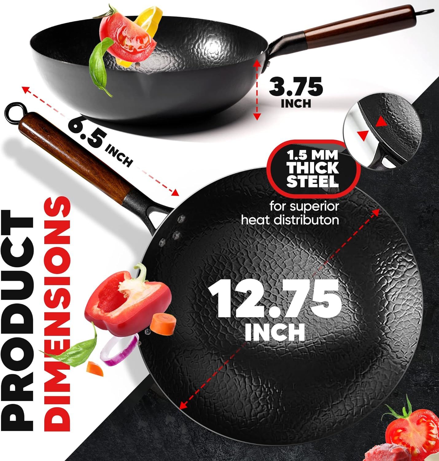 Gold Dragon Heritage Edition Carbon Steel Wok Pan with Lid | 12.5 ...