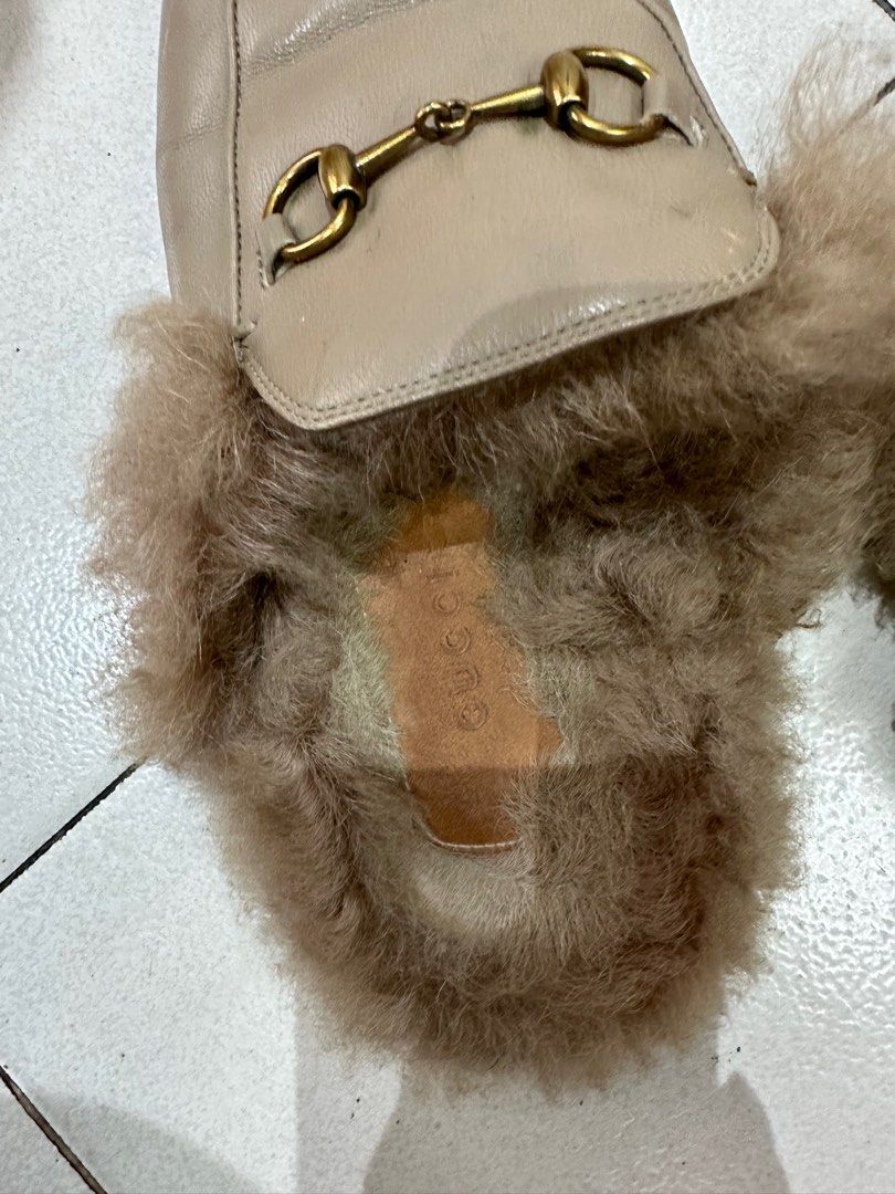 Gucci fur slides sale online