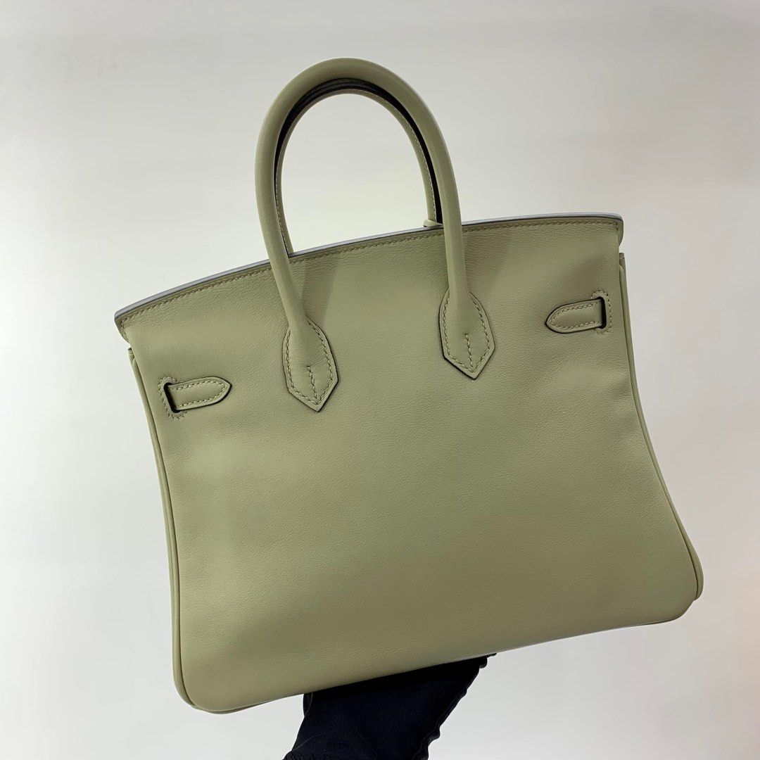 Hermes Birkin 30 Bag Sage (Sauge) Clemence Leather Gold Hardware