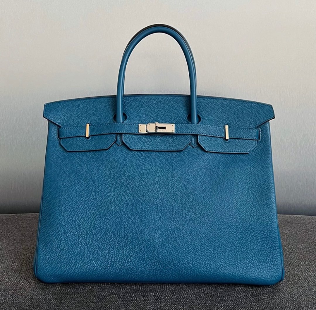 Hermes Kelly 28 Blue Lin Togo Phw, Luxury, Bags & Wallets on Carousell