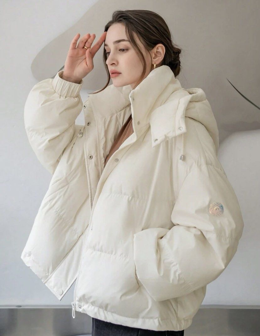 White hooded cheap puffer jacket