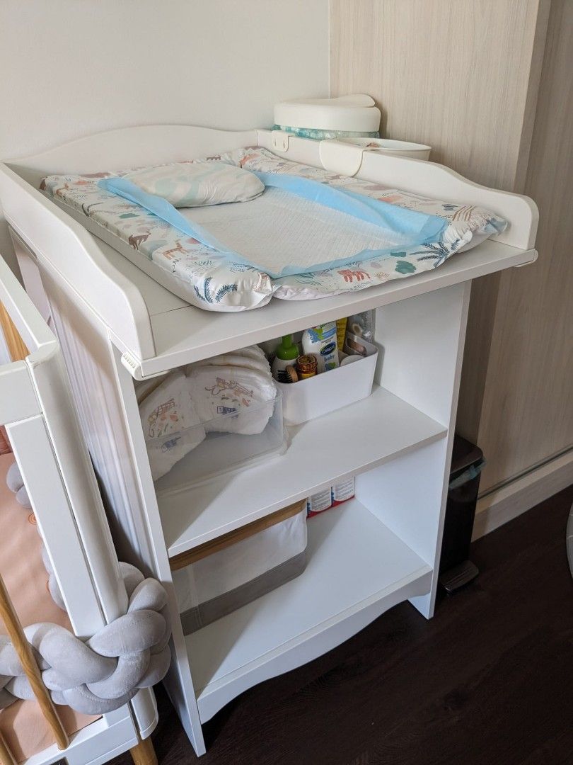 Ikea SMAGORA Changing Table with side Book Shelves White, Furniture