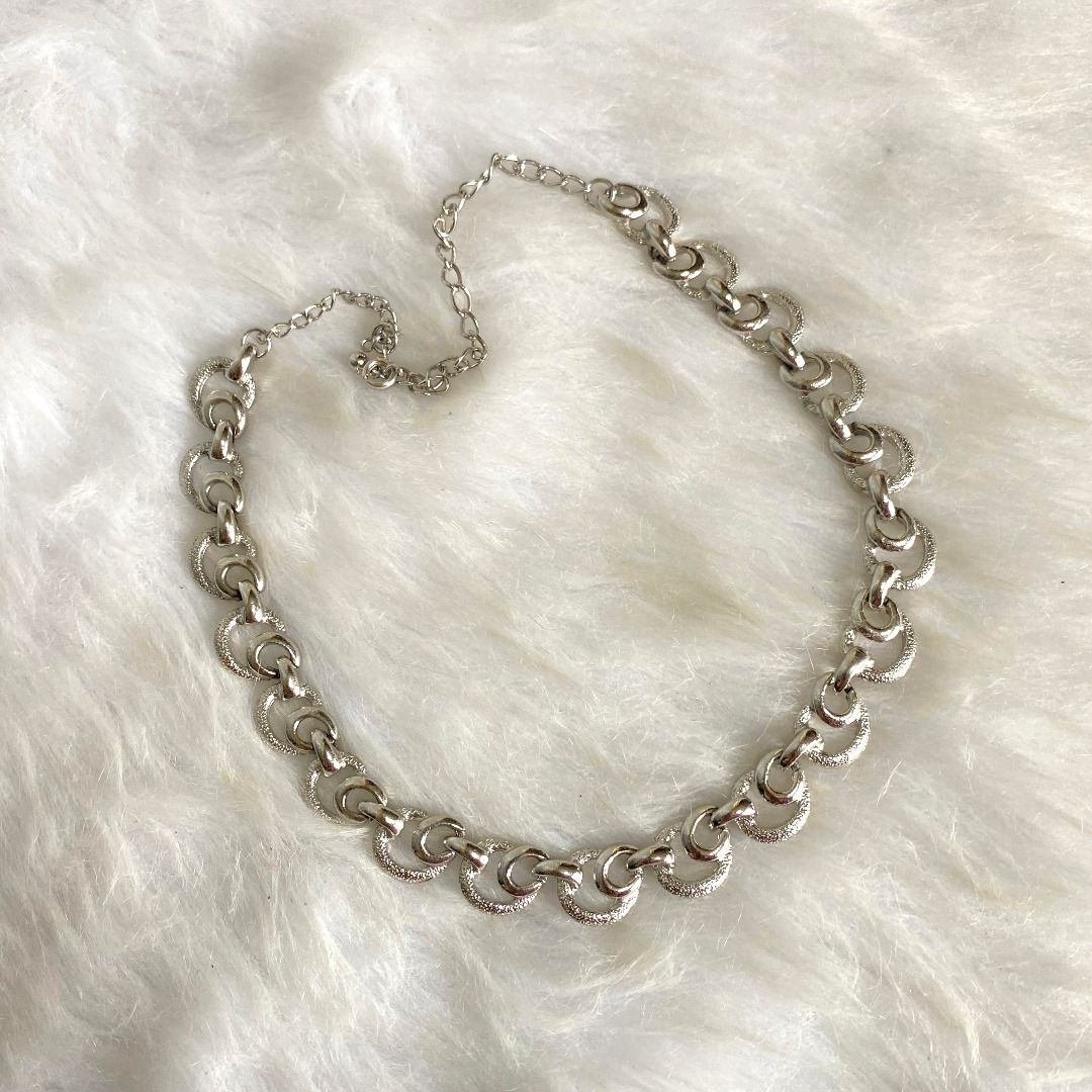 Japan Vintage Silver Tone Chain Link Necklace, Women's Fashion, Jewelry ...
