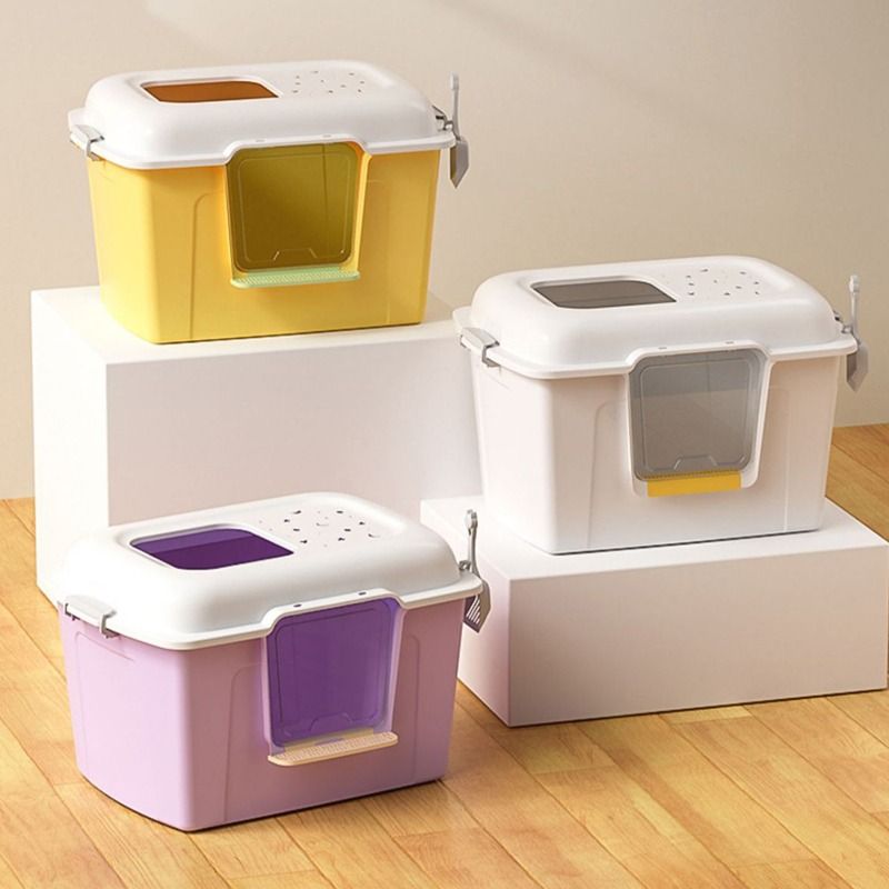 Large Cat Litter Box Integrated Litter Basin With Scoop Anti Splash ...