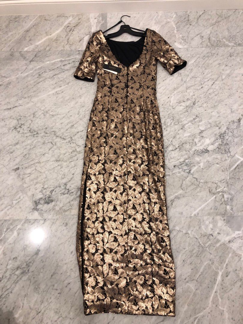 Laundry By Shelli Segal - Gold Evening Gown, Women's Fashion, Dresses &  Sets, Evening Dresses & Gowns on Carousell