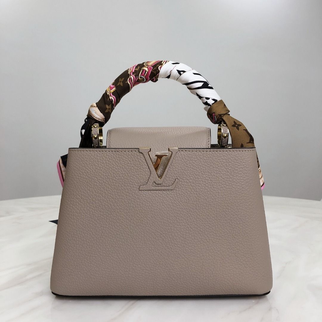 LV LV Women Capucines BB Handbag in Lambskin with Monogram Flowers-Beige in  2023