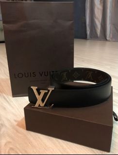 Louis Vuitton LV Initiales Reversible Belt Leather Thin 85 Black
