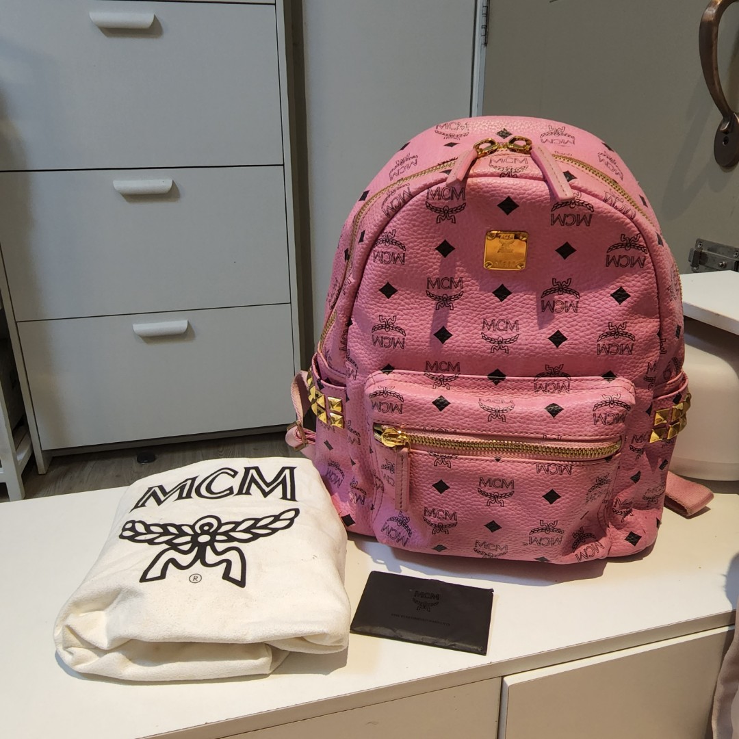 MCM Visetos Stud-Embellished Backpack - Pink Backpacks, Handbags