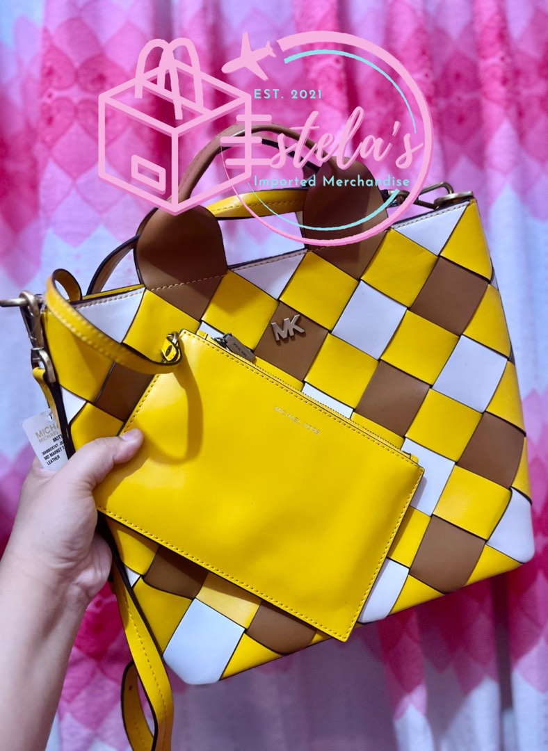 Michael michael kors mott store woven leather market tote
