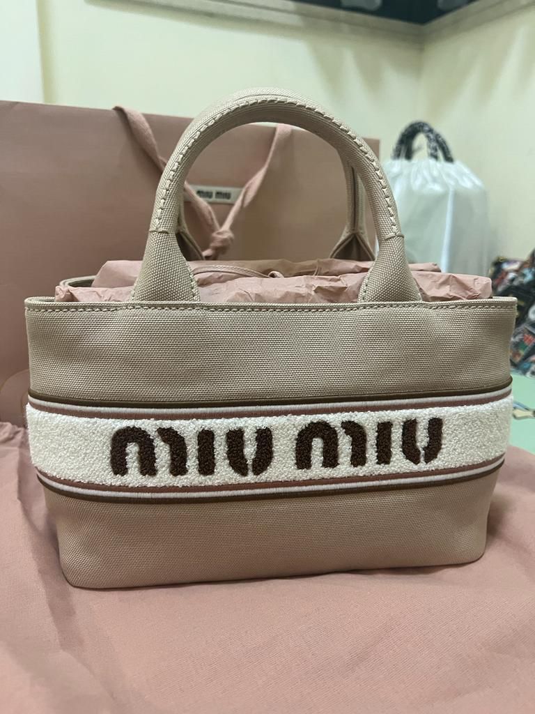 Miu Miu Miu Miu Logo Flocked Top Handle Bag. BRAND NEW Carousell