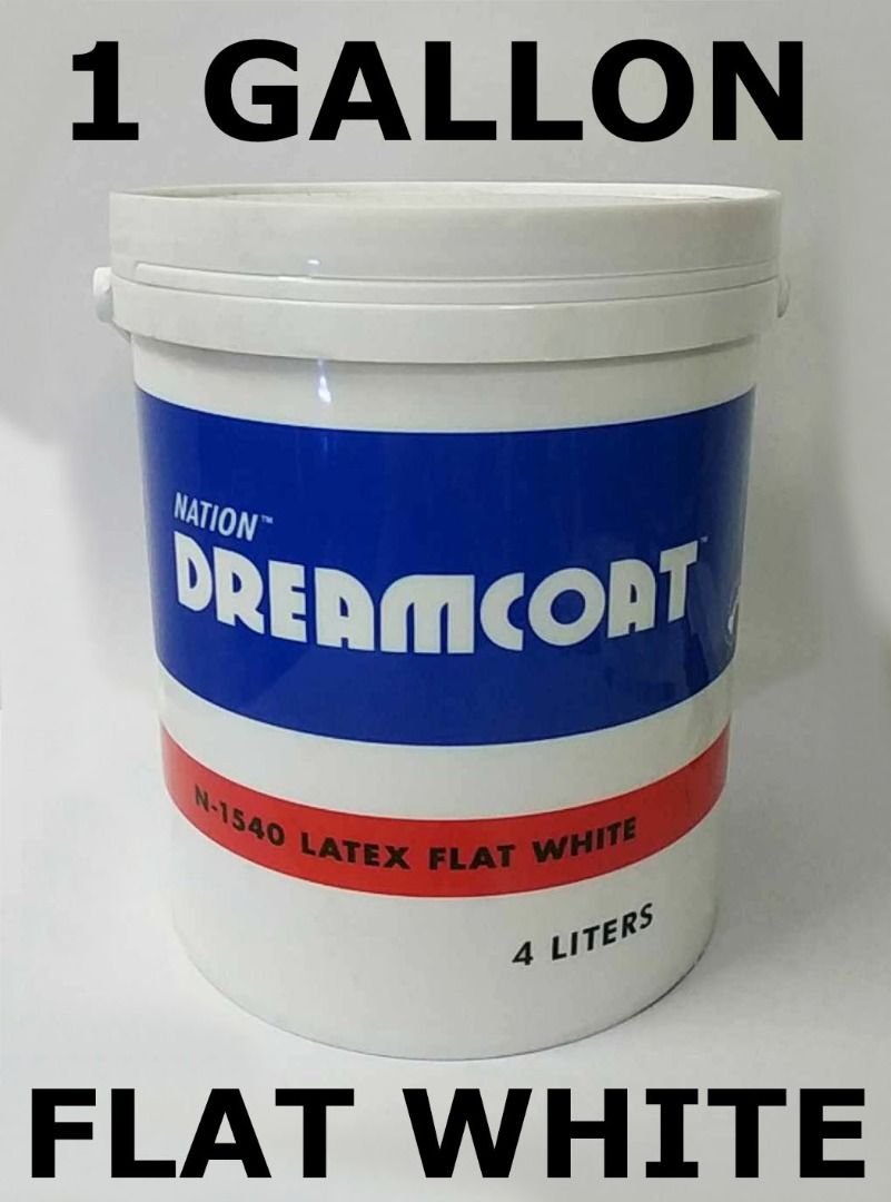 NATION DREAMCOAT FLAT LATEX WHITE N-1540 ( 1 GALLON ) FOR WOOD AND ...