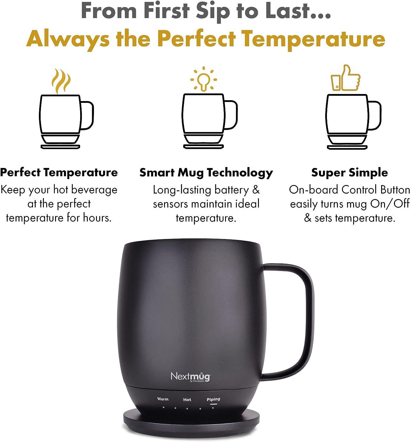 VSITOO S3pro Temperature Control Smart Mug 2 with Lid, Self Heating Coffee  Mug 14 oz, 90 Min Battery Life - APP & Manual Controlled Heated Coffee Mug  - Improved Design for Coffee Lovers 