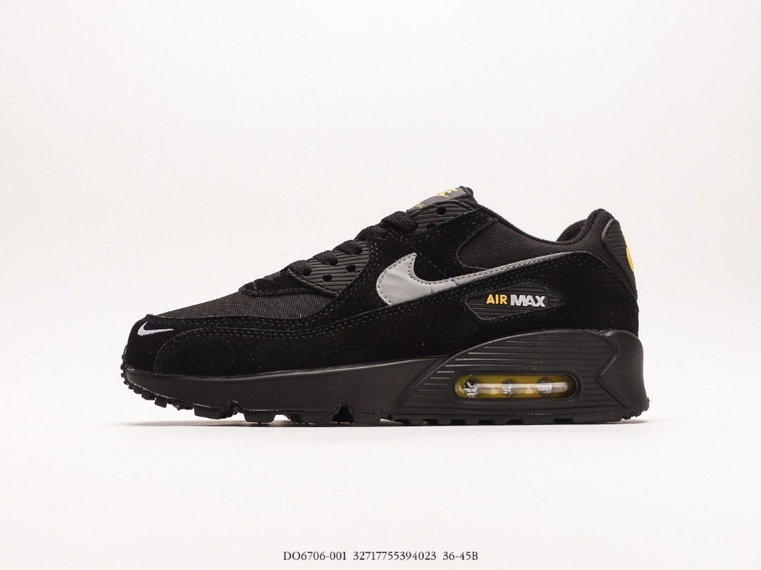Nike Air Max 90 Black Yellow Strike Metallic Cool Grey shoes US