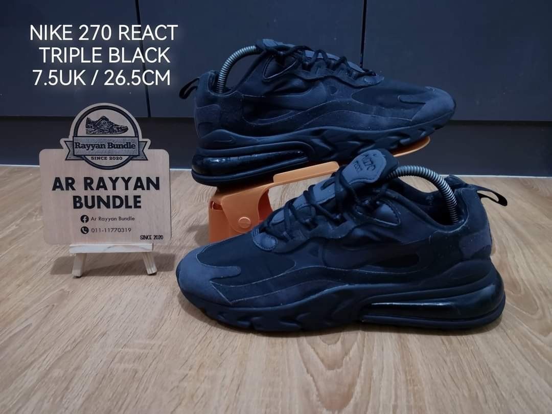 Nike 270 hotsell react triple black