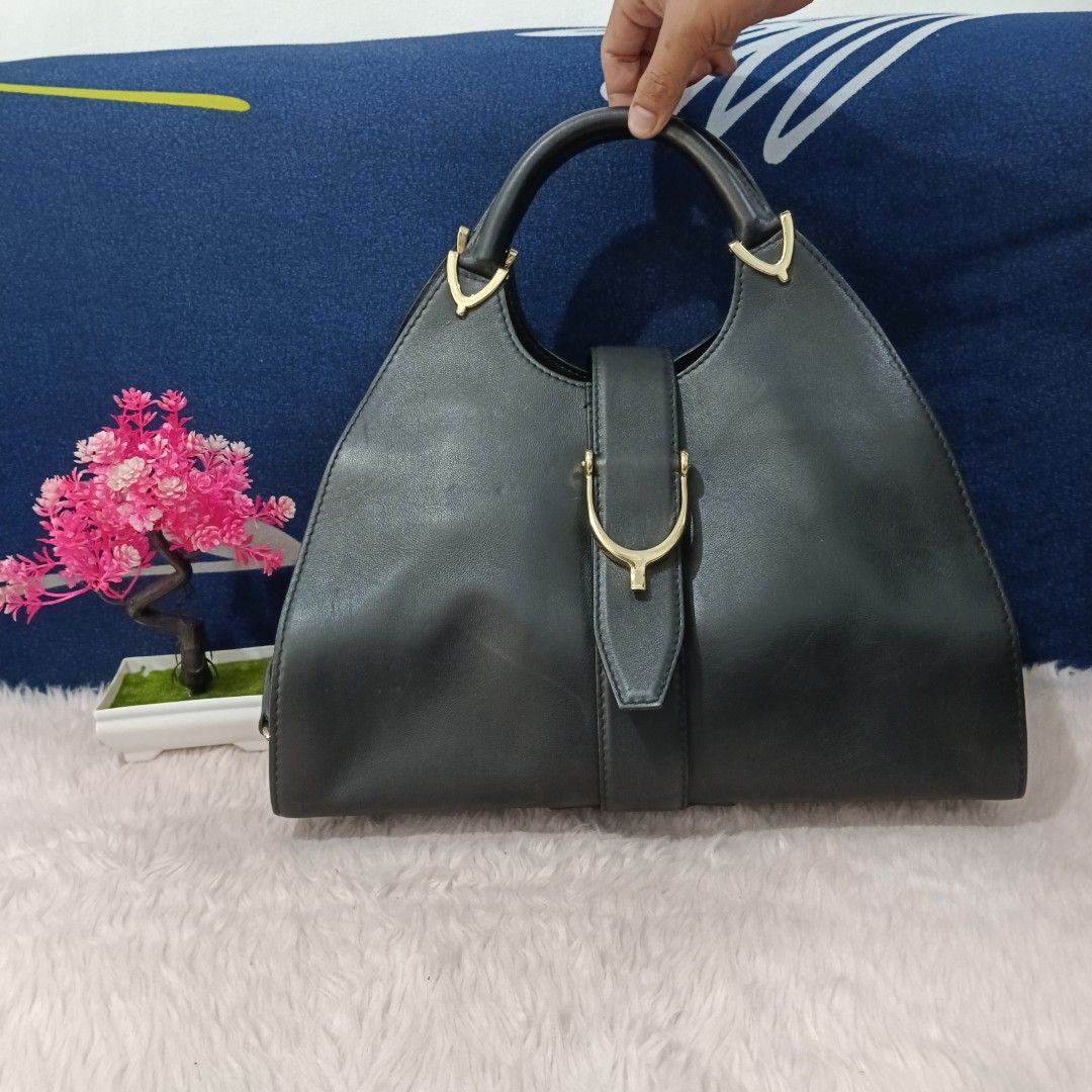Gucci Vintage Black Leather Stirrup Hobo Bag Handbag – OPA Vintage