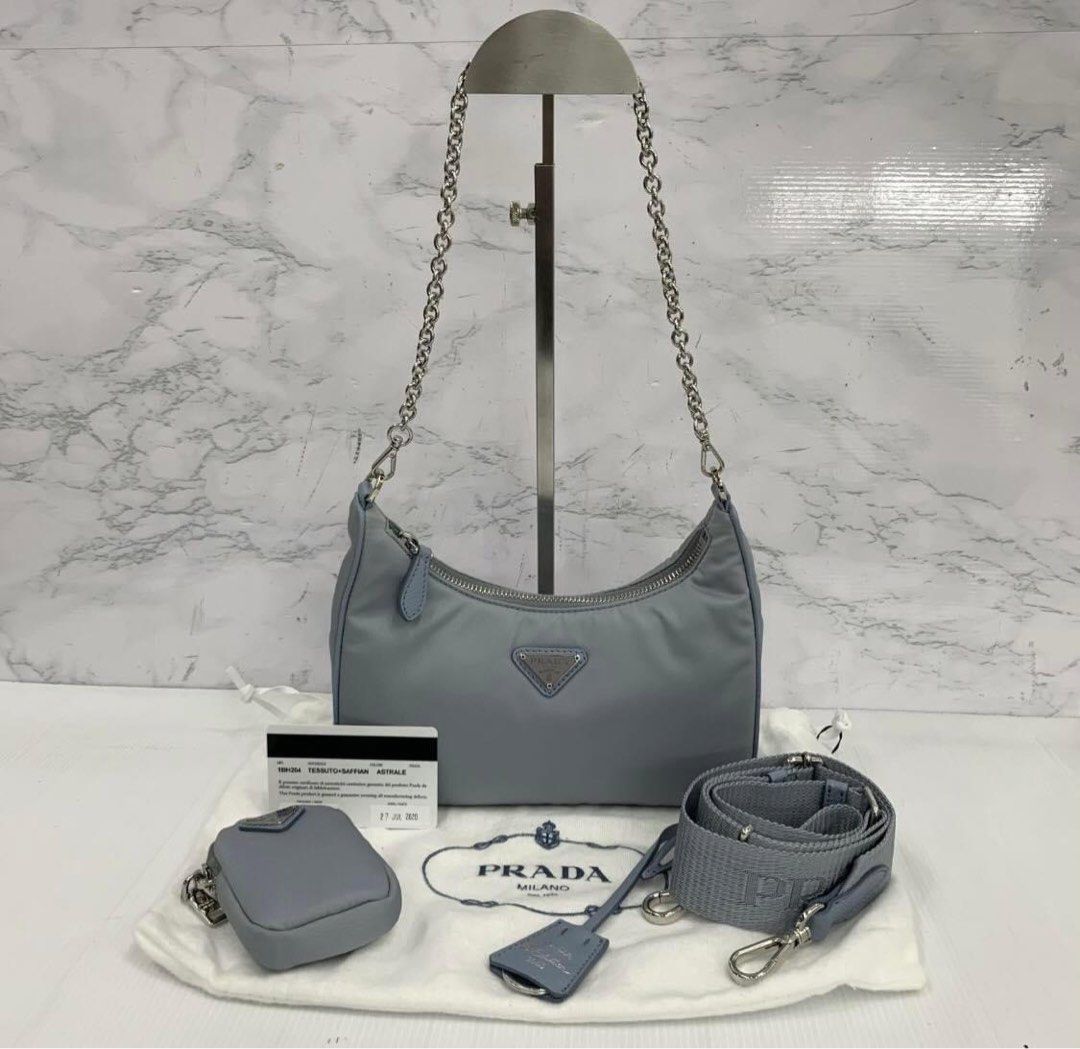 Prada Re-Edition 2000 Nylon Bag Mini Astral Blue in Nylon with Silver-tone  - US