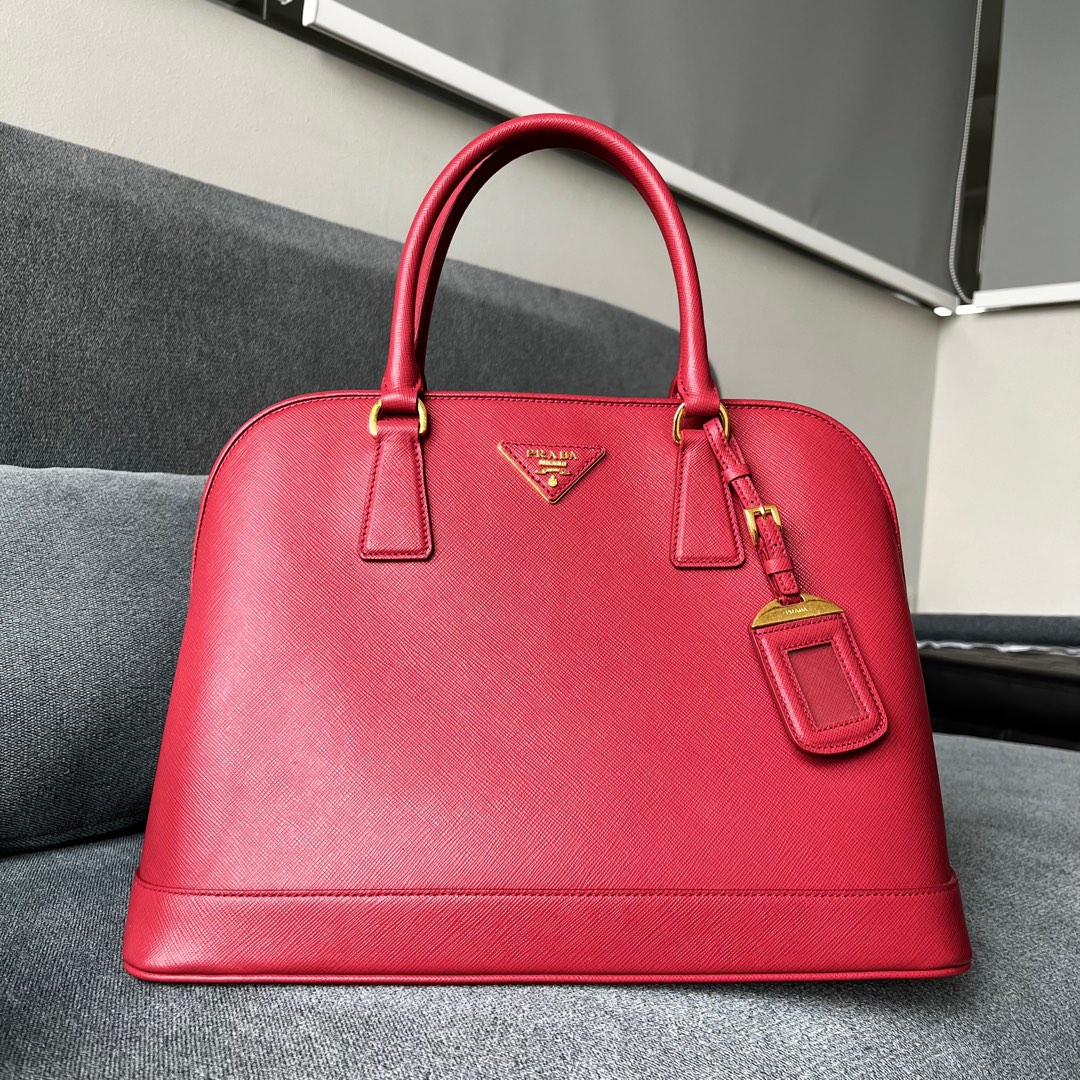 Prada Promenade Small Saffiano Patent Leather Shoulder Bag Red