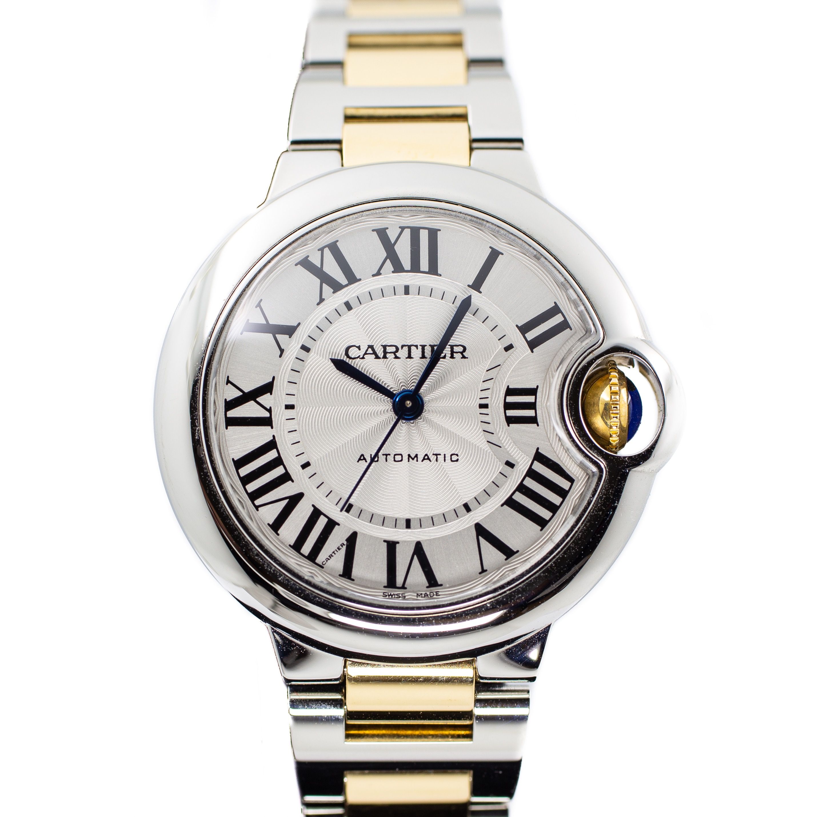 Preowned Cartier Ballon Bleu 33mm in Steel Yellow Gold Ref W2BB0002
