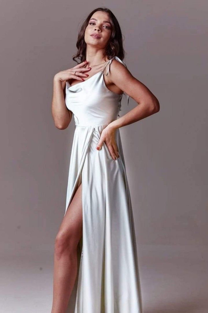 White formal dress with clearance slit