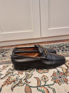 Salvatore Ferragamo Black Leather Shoes with Gancini Ornament