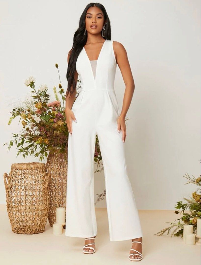 White shop jumpsuit shein