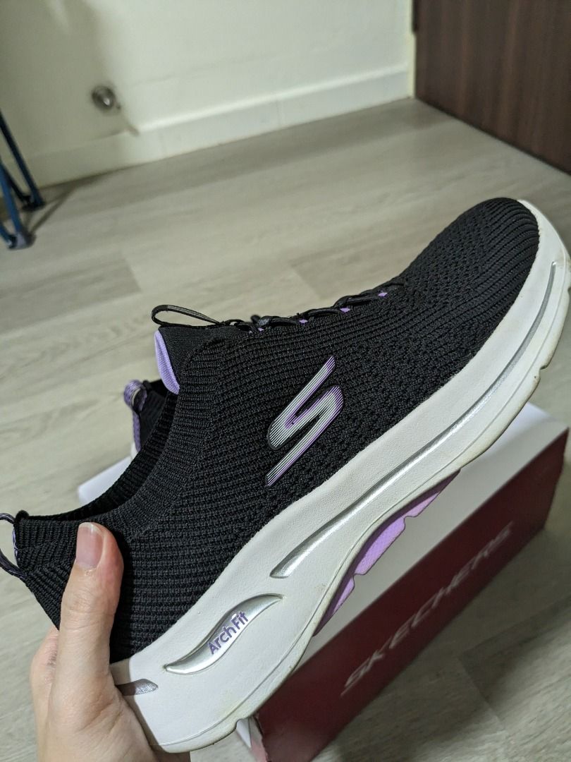 Skechers Women GOwalk Arch Fit Shoes black purple running shoes