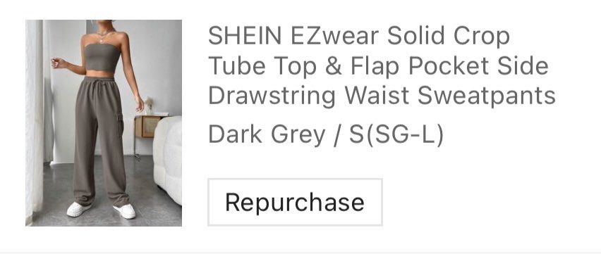 SHEIN EZwear Solid Crop Tube Top & Flap Pocket Side Drawstring Waist  Sweatpants