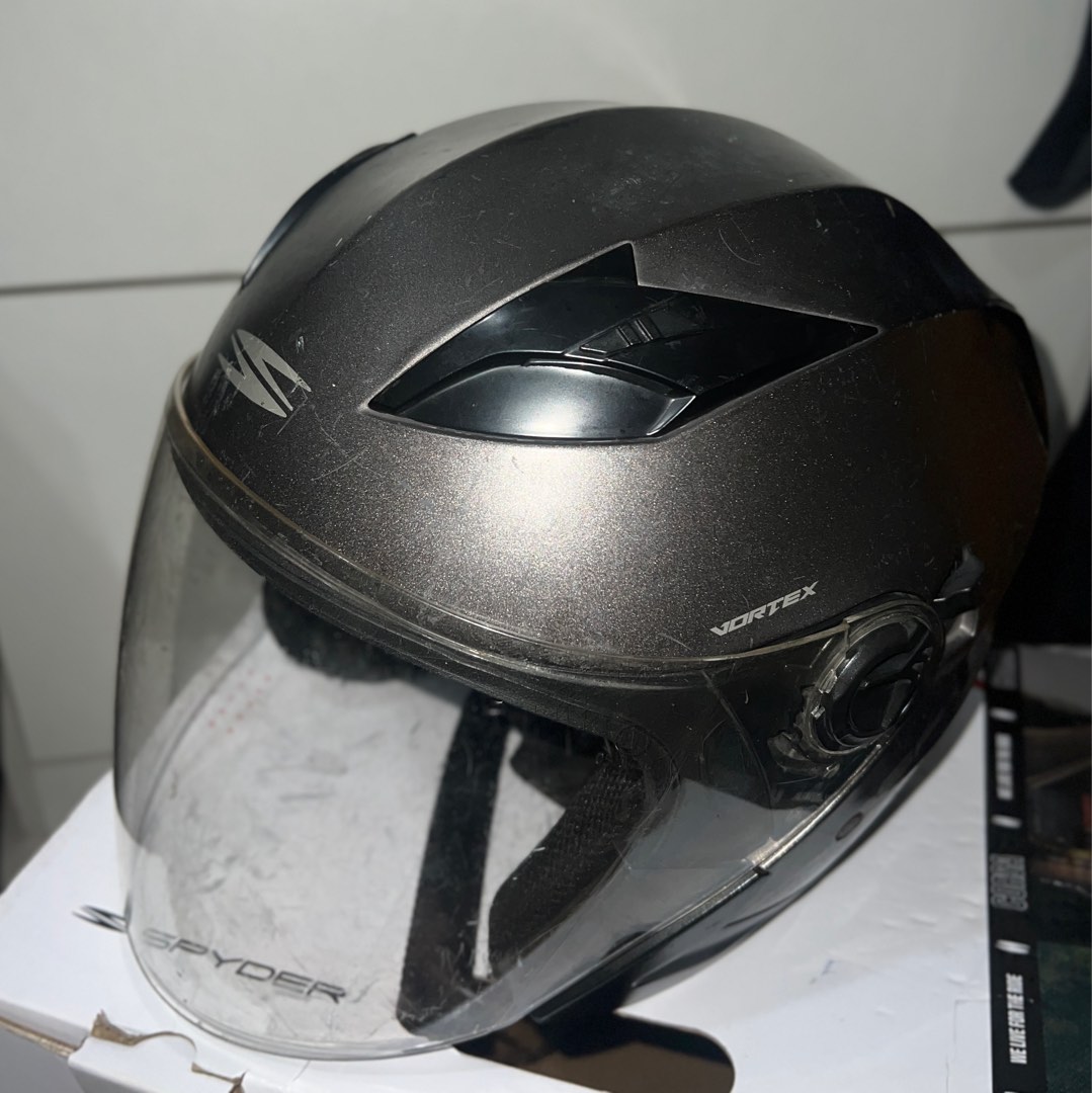 Spyder Vortex Half Face Dual Visor Helmet Motorbikes Motorbike