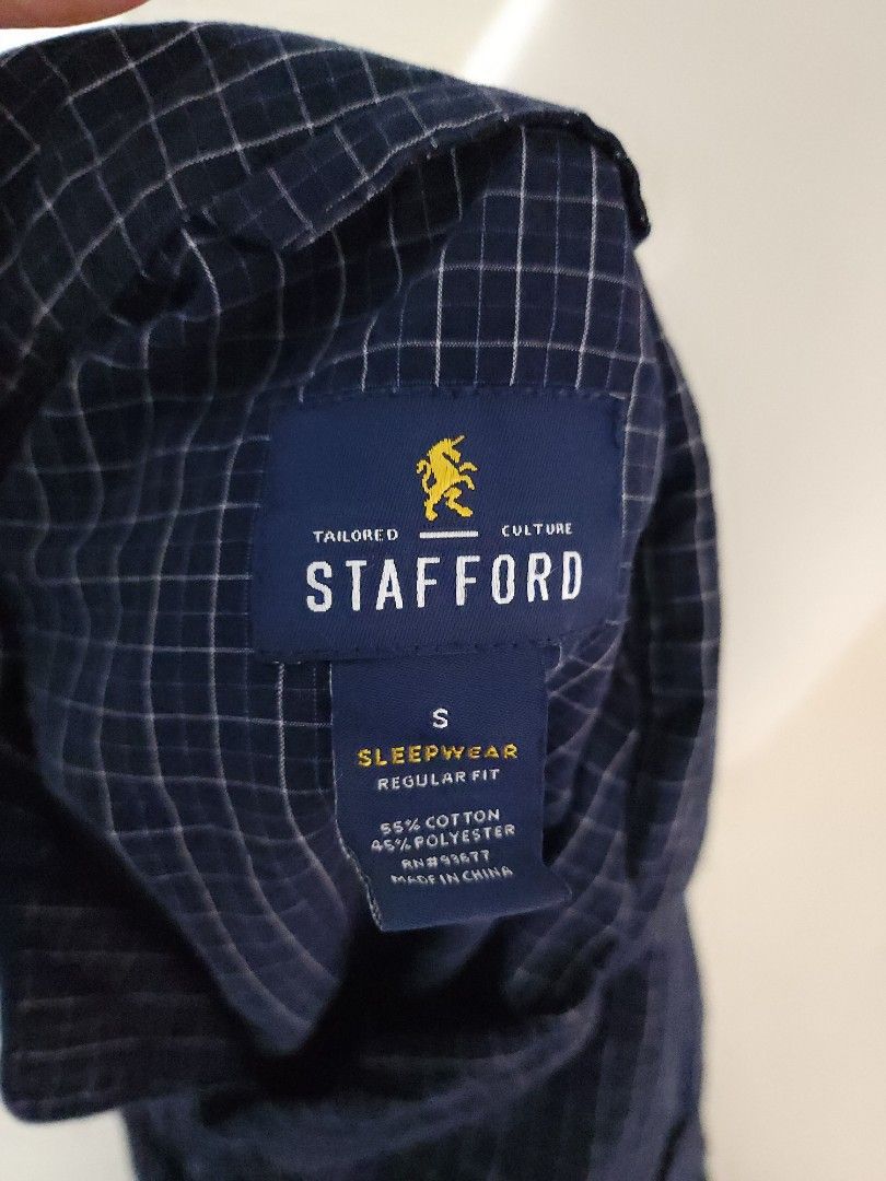 Stafford Sleepwear Regular Fit Dark Blue Plaid Type Shortsleeves