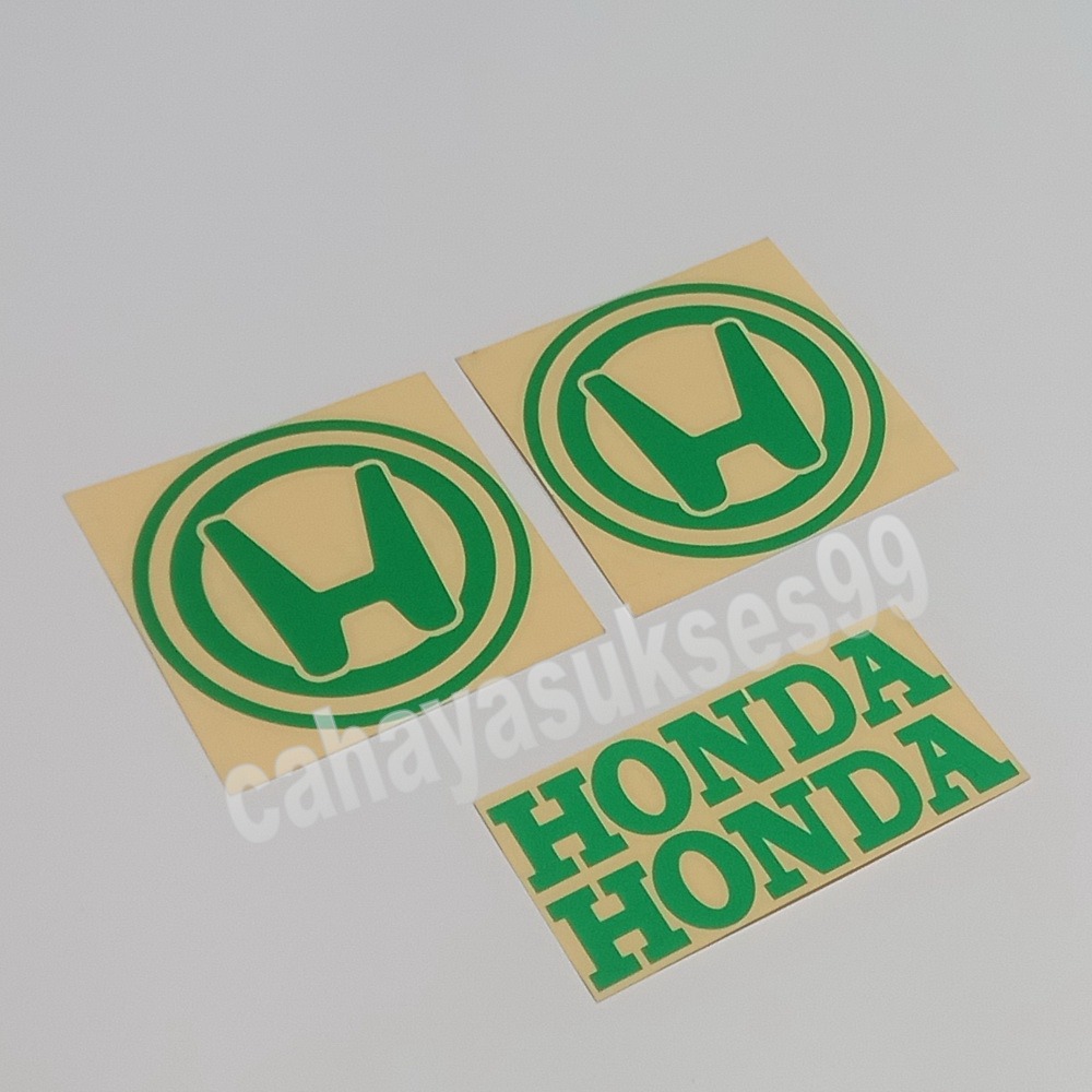 Sticker Logo Honda HIjau Reflective Bulat 10cm Stiker Tangki Motor