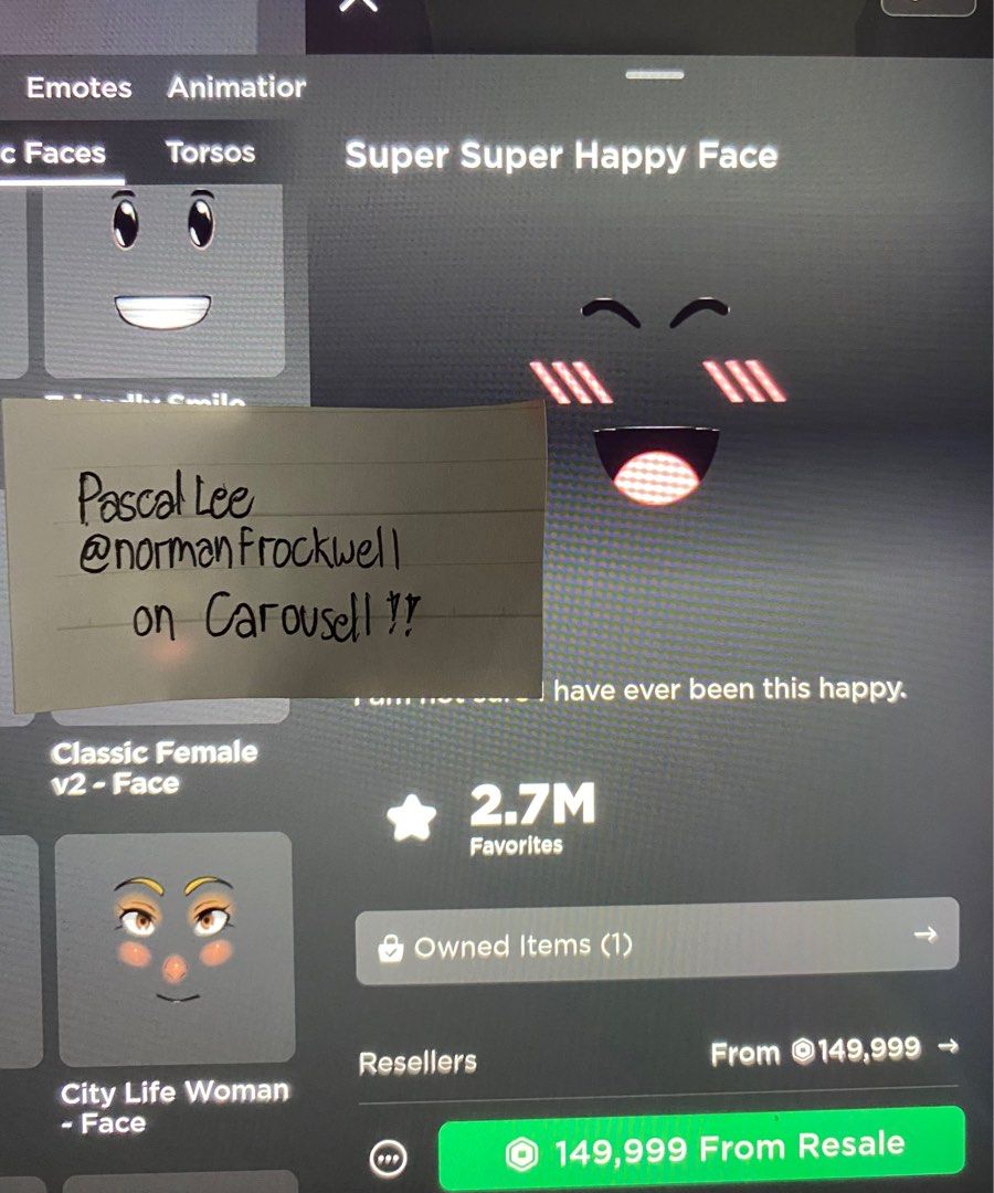 Super Super Happy Face (SSHF) Roblox Limited, Hobbies & Toys, Toys