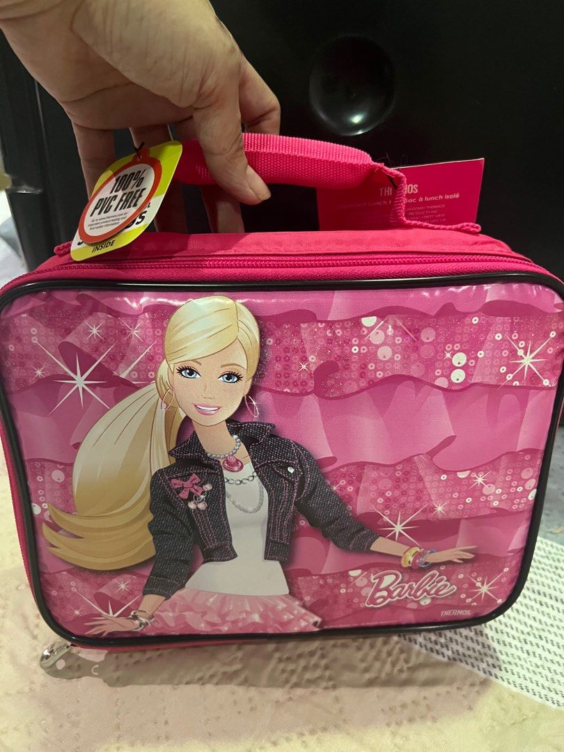 Thermos Barbie Pink Sparkly Insulated Lunch Bag Tote Kit 9x7x3 for sale  online