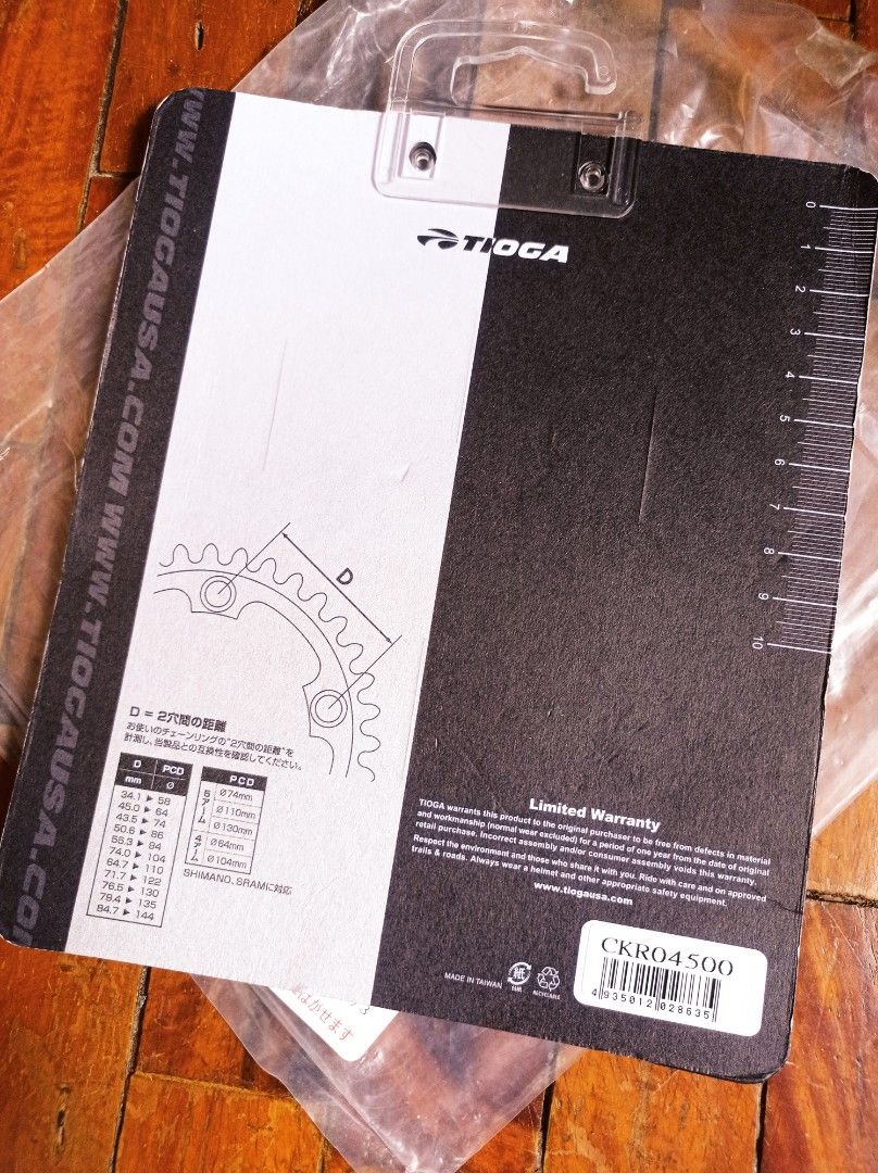 Tioga MTB Chainring Original NOS USA (Category: Bicycles) located in Quezon City. Submitted by thomasmalapino (Listing ID 1257905161, Image 2). Description: Tioga 74mm PCD 30T 5Holes 100% All stock Original Made in USA Bnew Sealed unit condition Perfect for your Old school MTB project Video Demo and Murang Shipping option posted sa Shopee Shop account ko: MotoPyesaMura PM DEAL!!!.