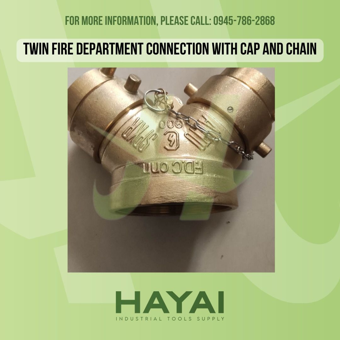 Twin fire department connection with cap and chain, Commercial ...