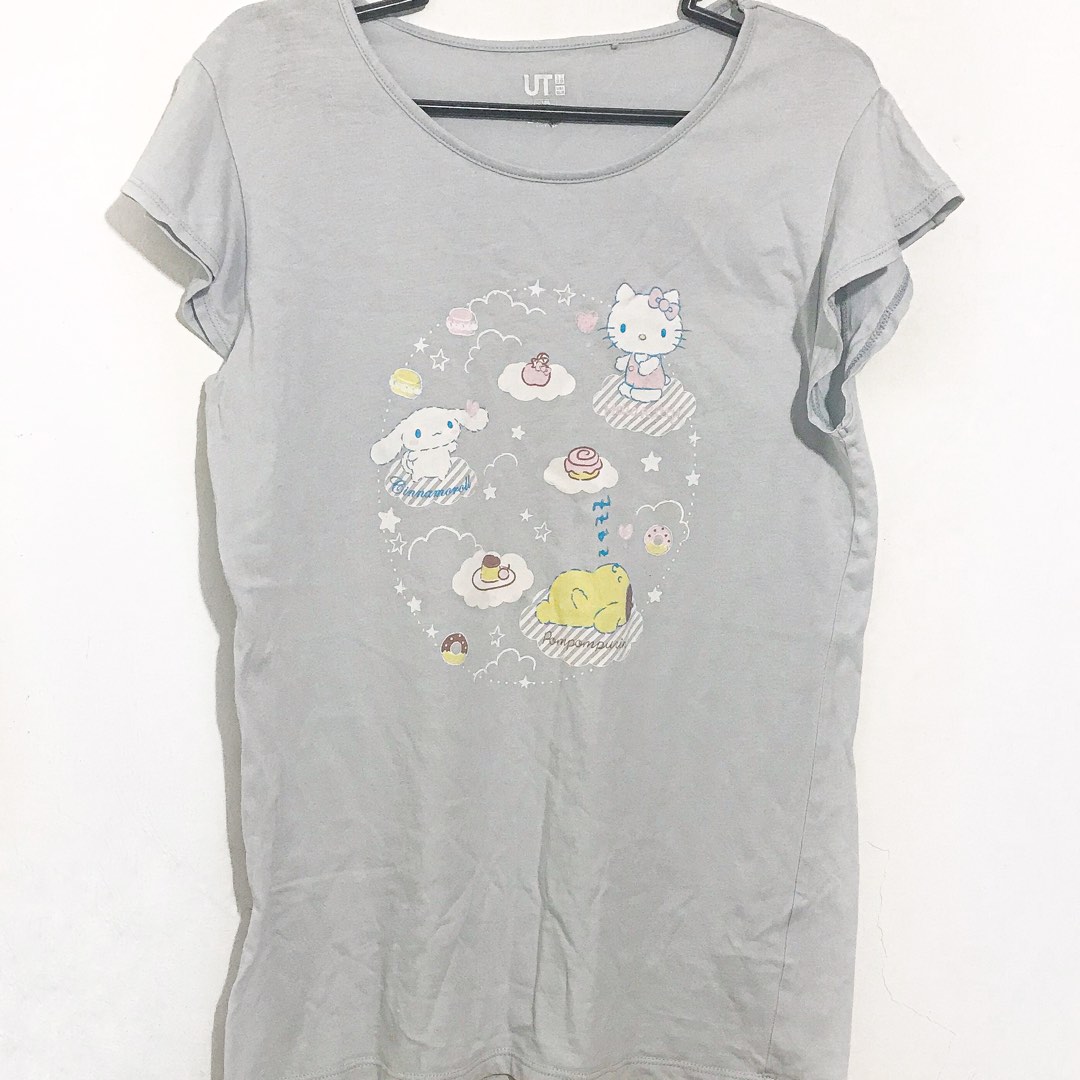 Uniqlo X Sanrio Powder Blue Shirt Cinnamoroll Pompompurin Hello Kitty