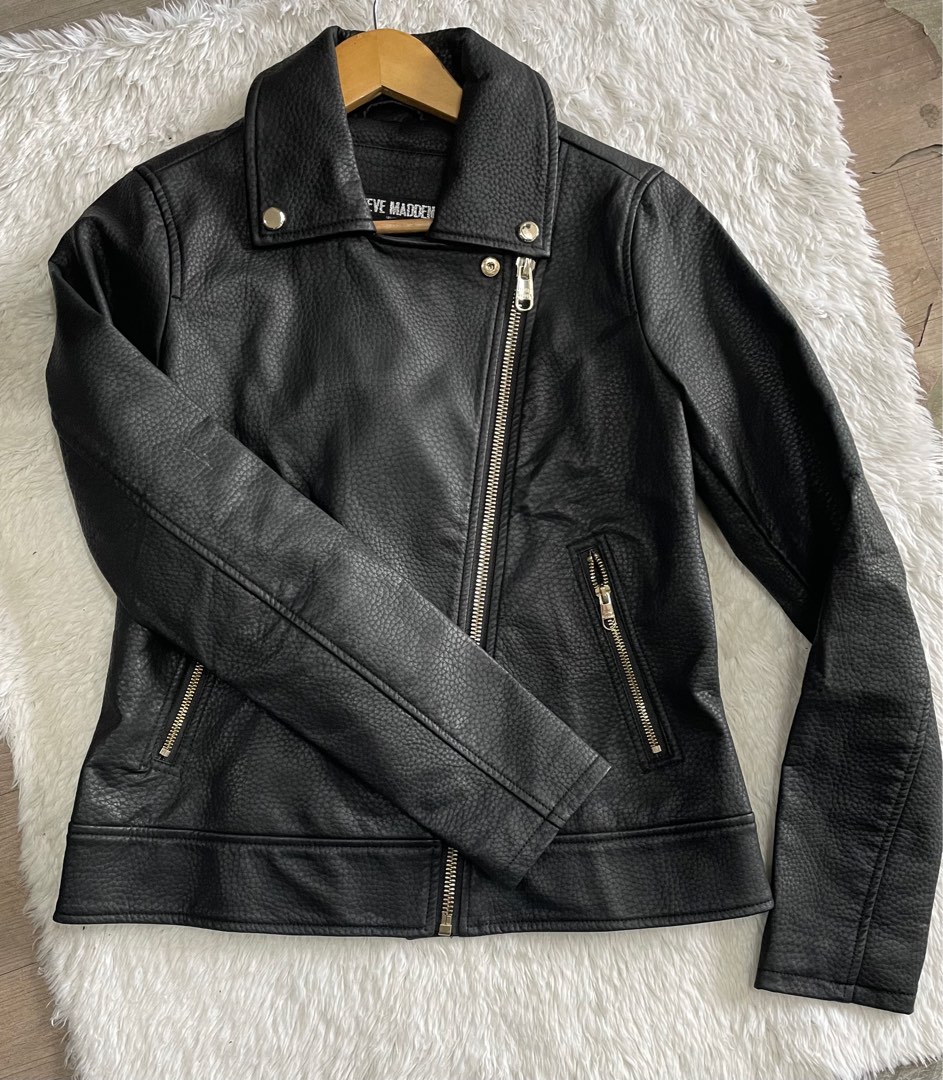 Steve madden leather store jacket with flowers
