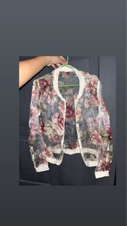 Varsity Jacket See through Blazer Floral graphic vintage concert fit